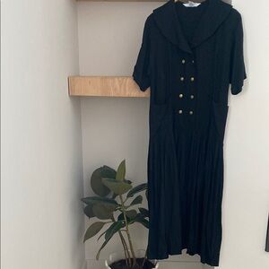 Chic Black Double-Breasted Long Sleeve Dress